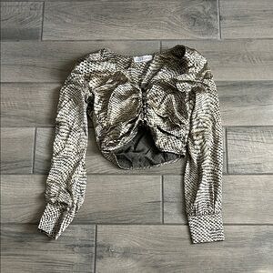 Patterned Crop Top - Black and Brown